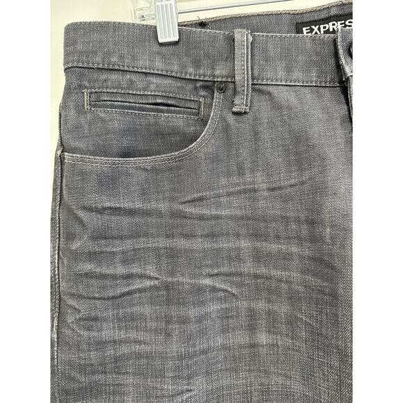 Express Jeans Mens 34 X 32 Gray Blake Loose Fit Bootcut Denim Casual Normcore - Picture 3 of 8